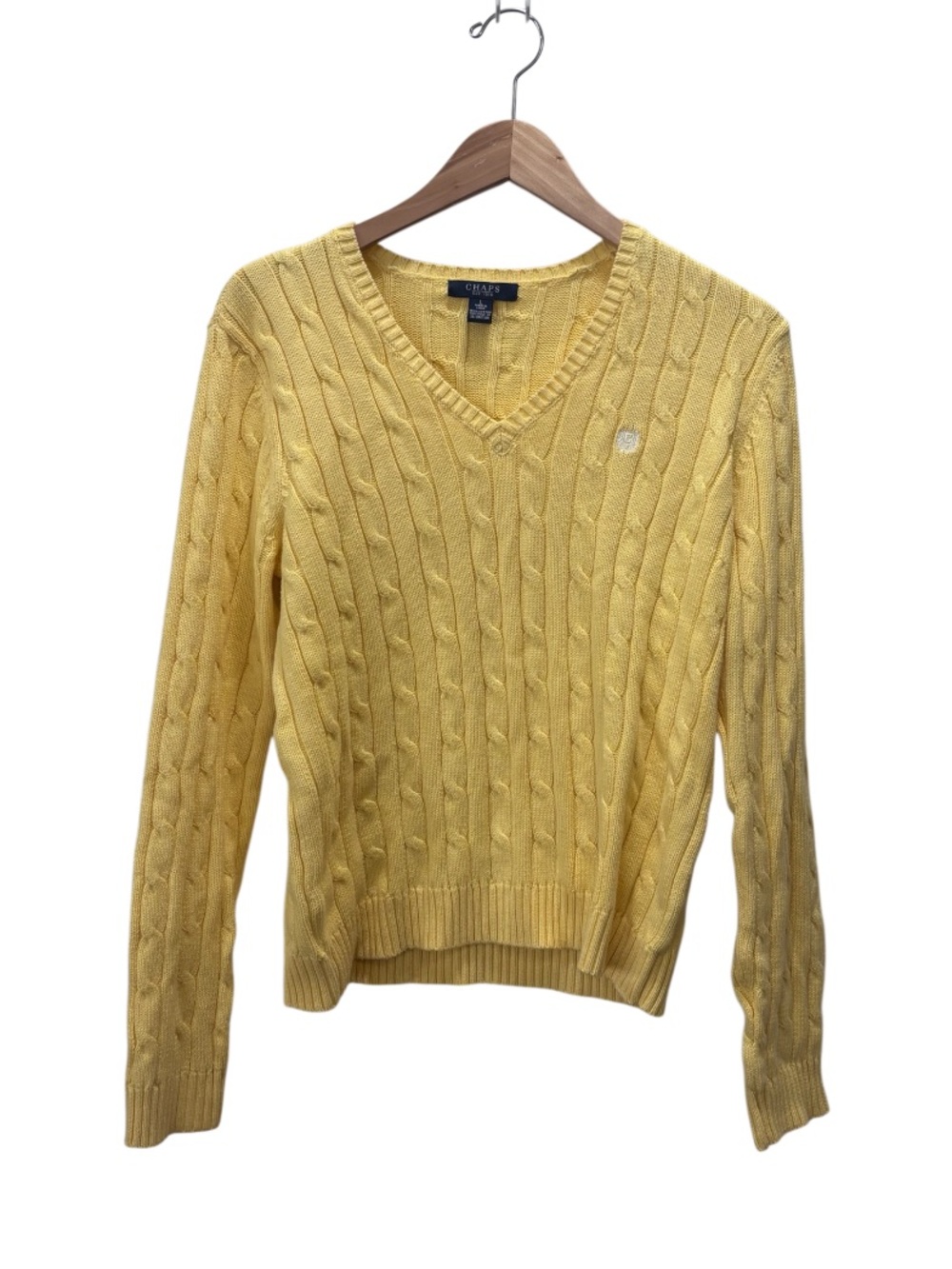 Chaps Cotton Cable Knit V Neck Sweater
